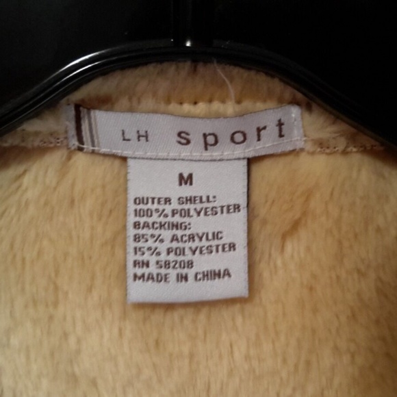 LH Sport Beige Faux Suede Shearling Coat Size M - Picture 4 of 8